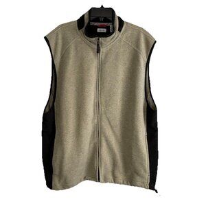 Izod Mens Jacket Size 2XL Perform  Tan Vest Zip Up Fleece Casual Pockets Vest
